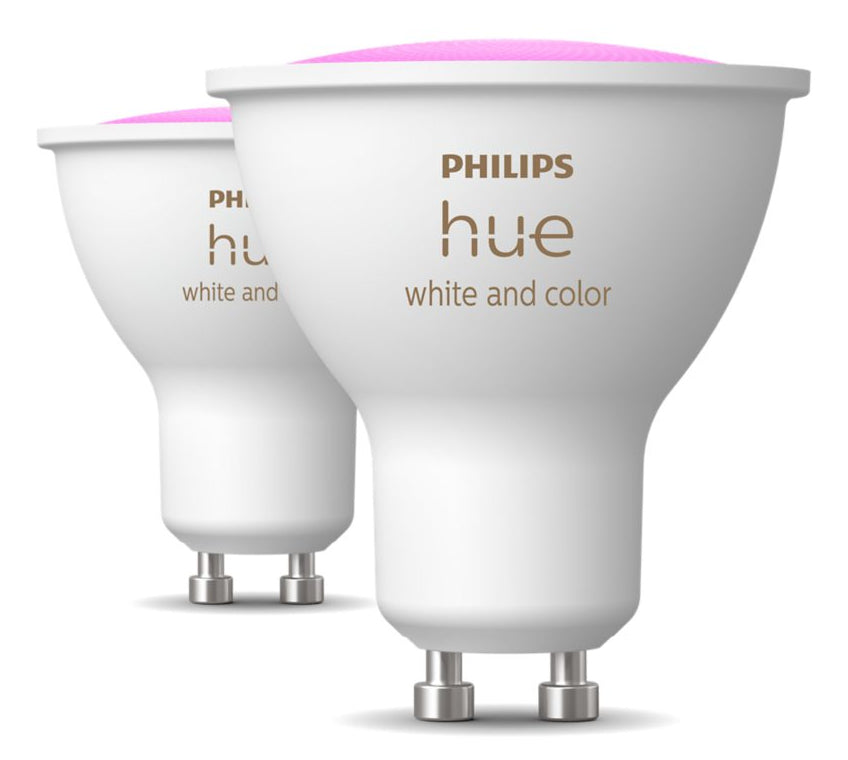 Philips Hue White & Colour Ambiance LED-Leuchtmittel GU10 2er-Pack – 4,2 W dimmbar, 400 lm, 2000–6500 K, 40°