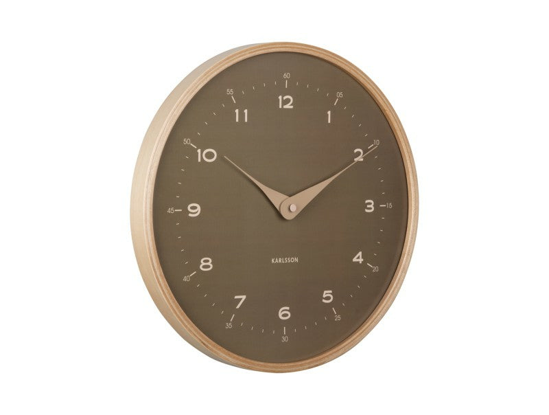Karlsson Wanduhr Osado Dome – Ø 30 cm, grün, Holz, lautlos