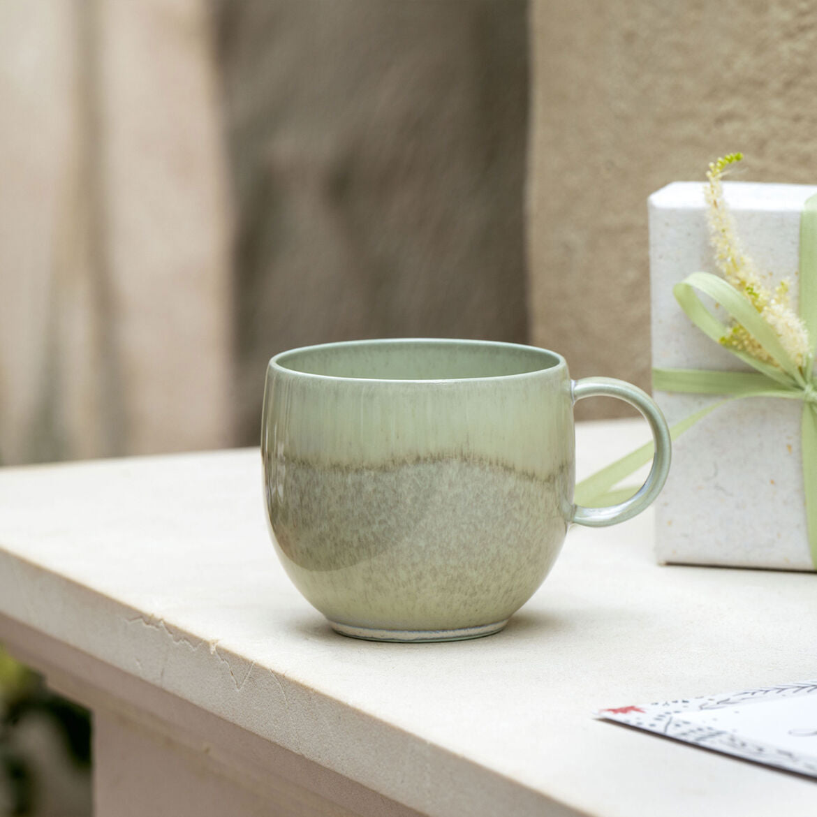 Villeroy & Boch Perlemor Alga Kaffeebecher – 0,29 l, Porzellan, Grün, spülmaschinenfest, mit Henkel