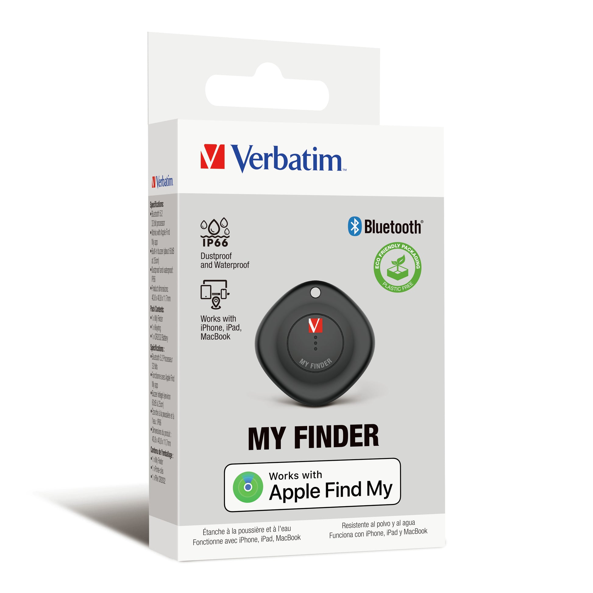 Verbatim Finder – ABS/PC, Schwarz, IP66, Bluetooth 5.2, für iPhone, iPad, MacBook