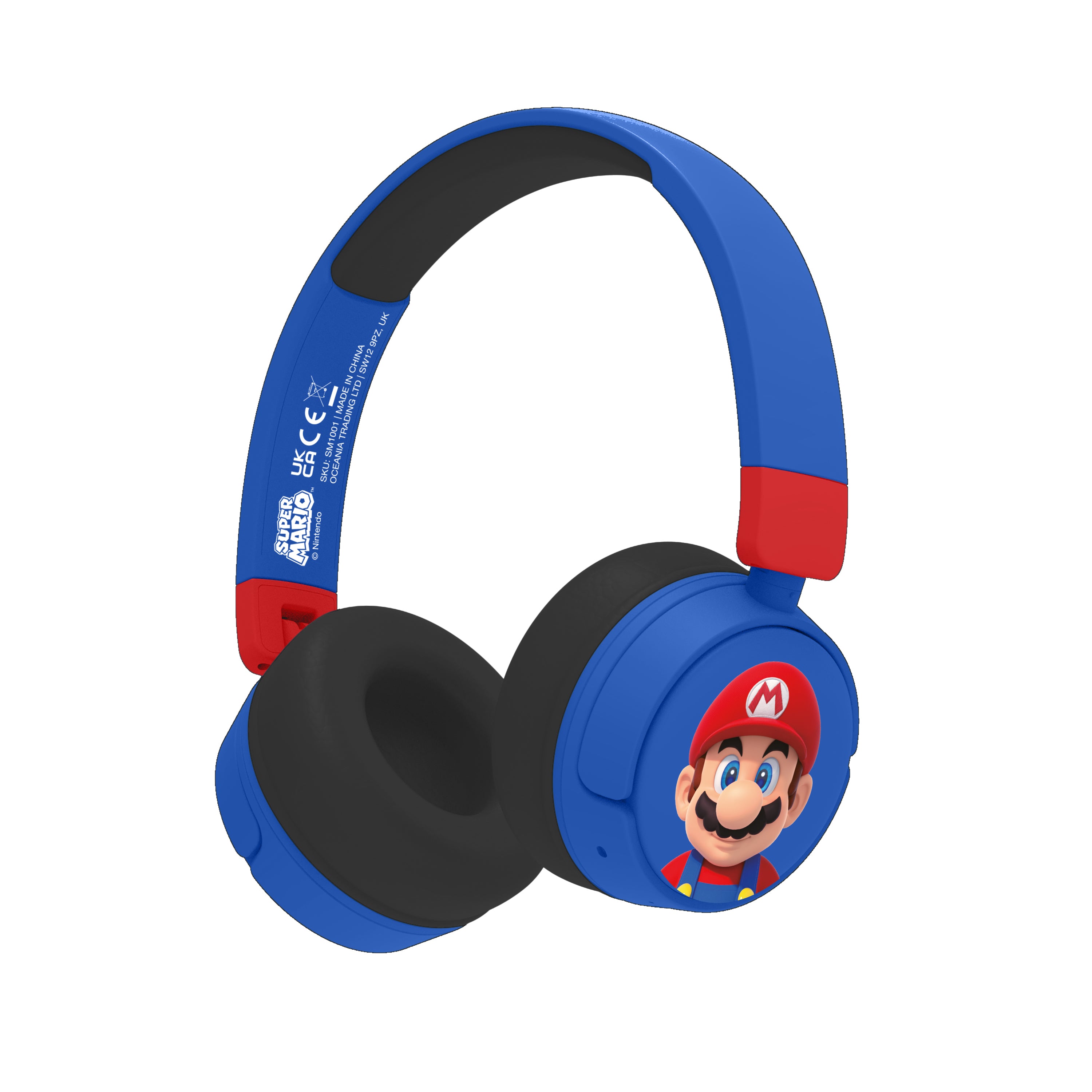 OTL Technologies OTL Super Mario V2 – Gaming-Headset (On-Ear) – Bluetooth 5.1 – für Kinder, Blau/Rot – bis 24 h
