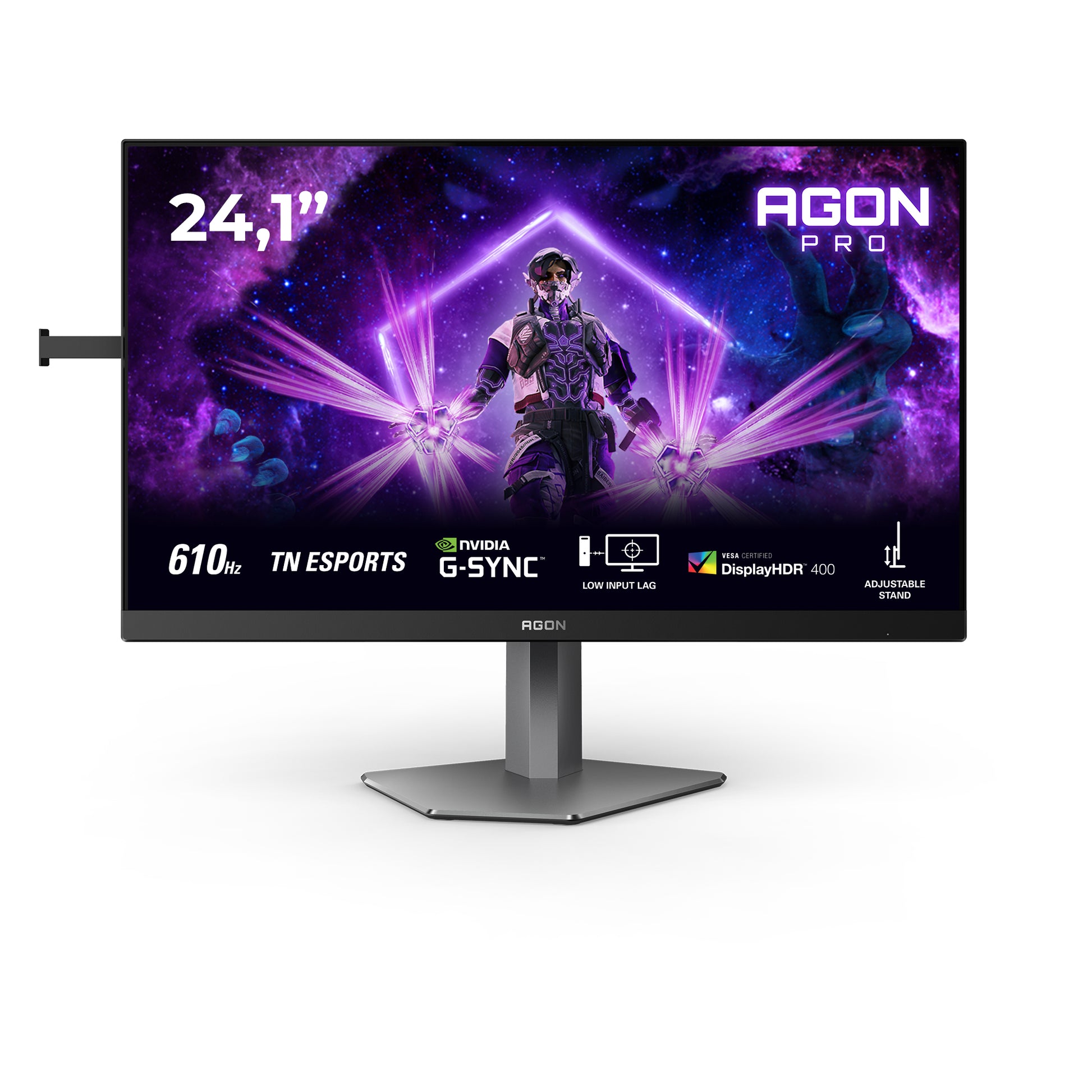AOC AG246FK6 – Monitor, 24,1", TN, 610 Hz, 500 cd/m², Adaptive Sync, USB-C, USB-Hub, VESA 100 × 100, Schwarz