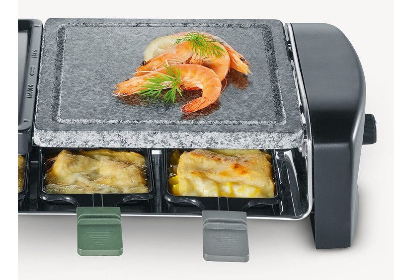 Severin Raclette-Grill RG9645 – 8 Personen, 1'400 W, Grillplatte Stein – Schwarz
