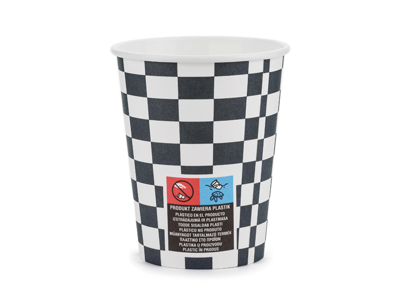 PartyDeco Becher, Papier/Karton – 2,2 dl, Ø 7,5 cm, Auto-Motiv – 6 Stk.