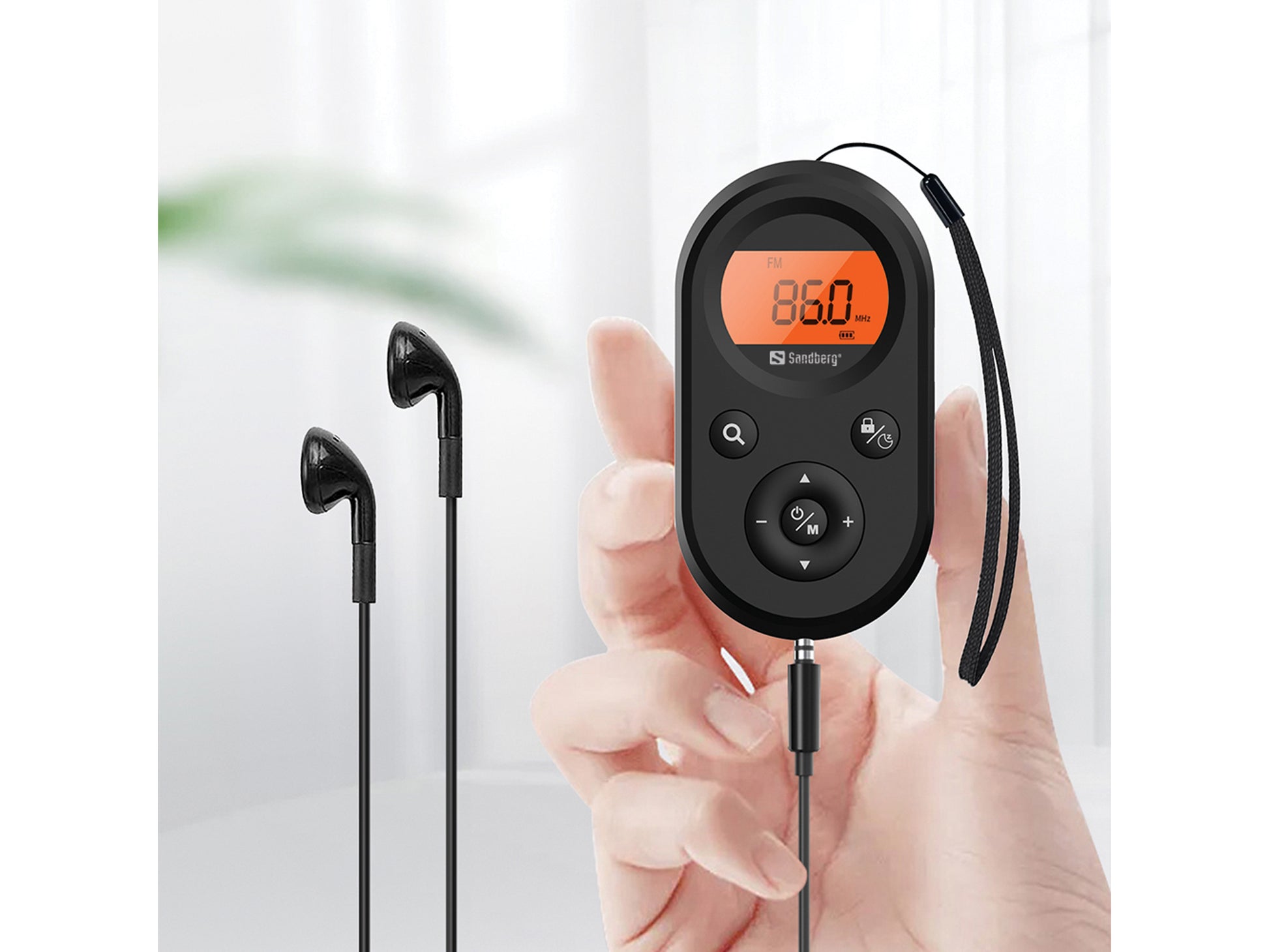 Sandberg Pocket Radio 421-02 – Tragbares Radio, AM/FM, 3,5 mm Kopfhöreranschluss, 500 mAh Akku – Schwarz