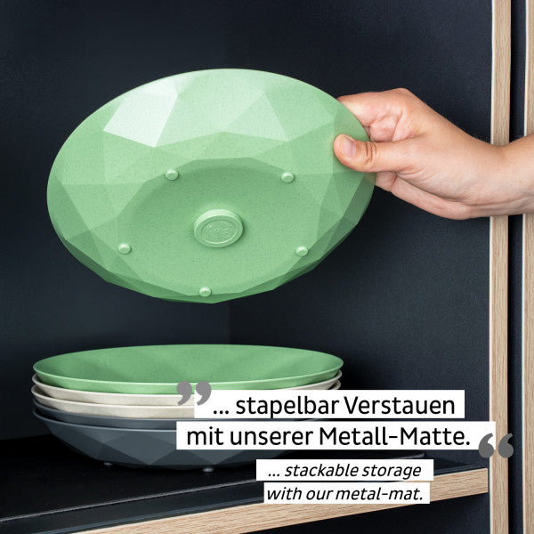 Silwy Frühstücksteller – 2er Set, Ø 24,0 cm, H 3,7 cm, Kunststoff, Grün, stapelbar