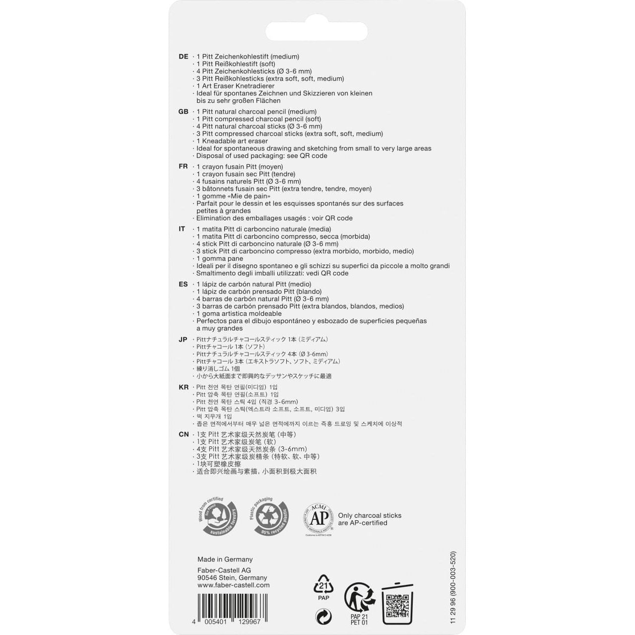 Faber-Castell Pitt Zeichenkohle Bleistifte – 10er-Set