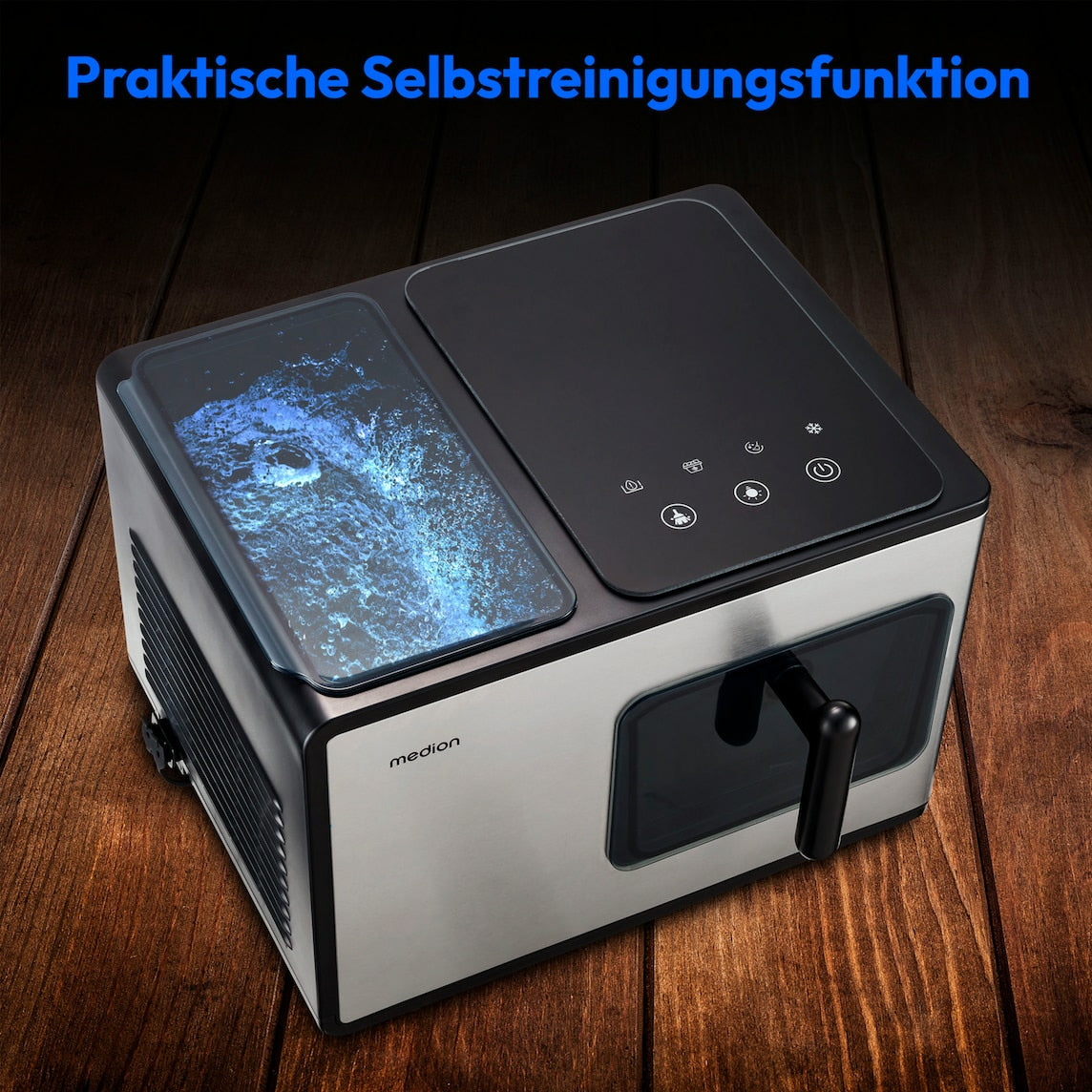 MEDION Eiswürfelmaschine MD 11960 – 15 kg/24 h, 2 l – schwarz/edelstahl