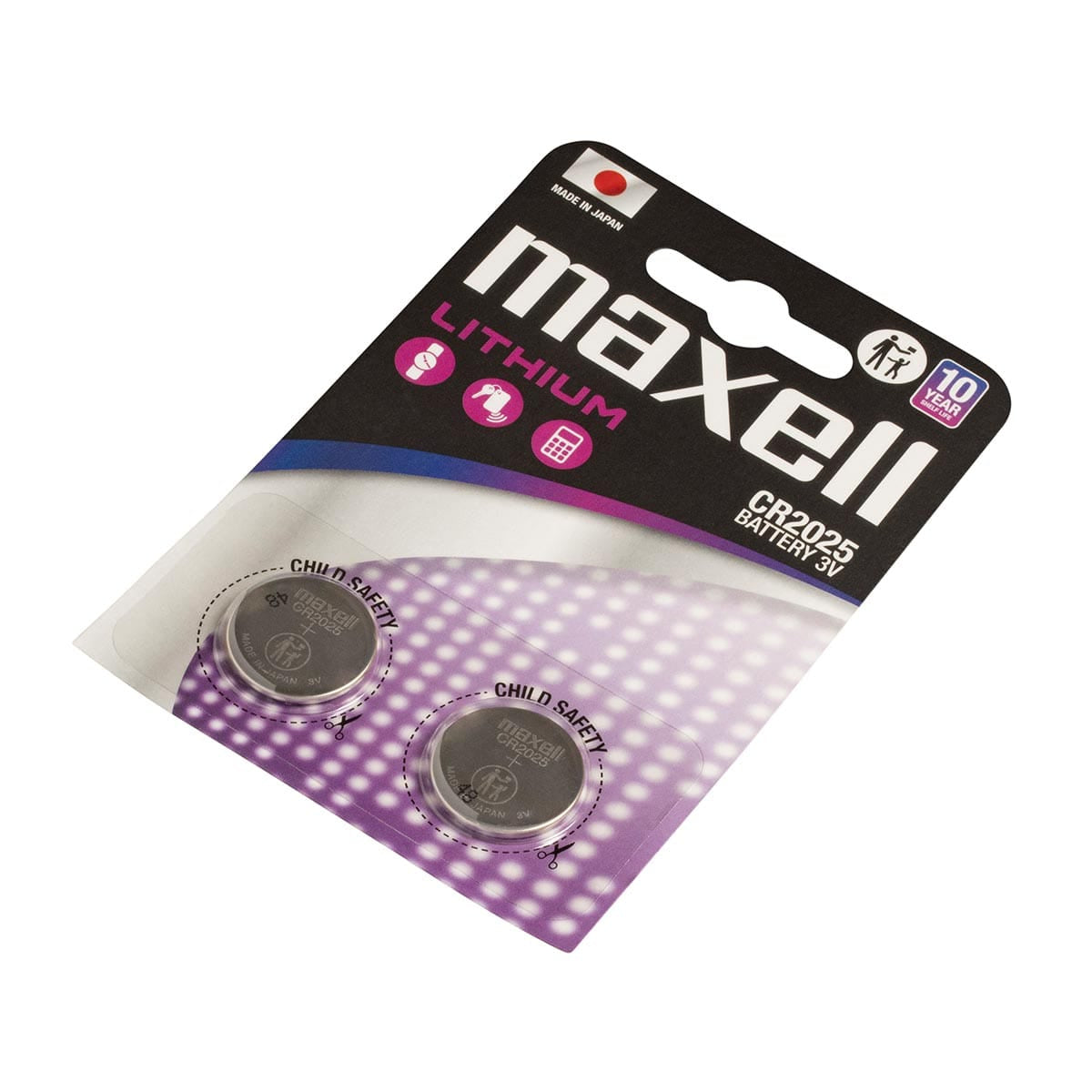 Maxell Knopfzellen CR2025, Lithium-Mangandioxid, 3 V – 2 Stk.