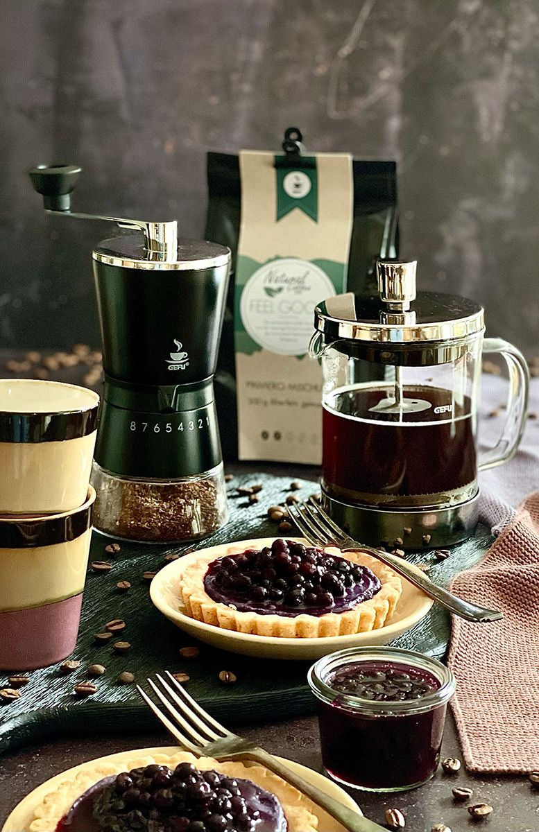 GEFU Hand-Kaffeemühle SANTIAGO – 10 g, Edelstahl-Mahlwerk, Kunststoff – Silber