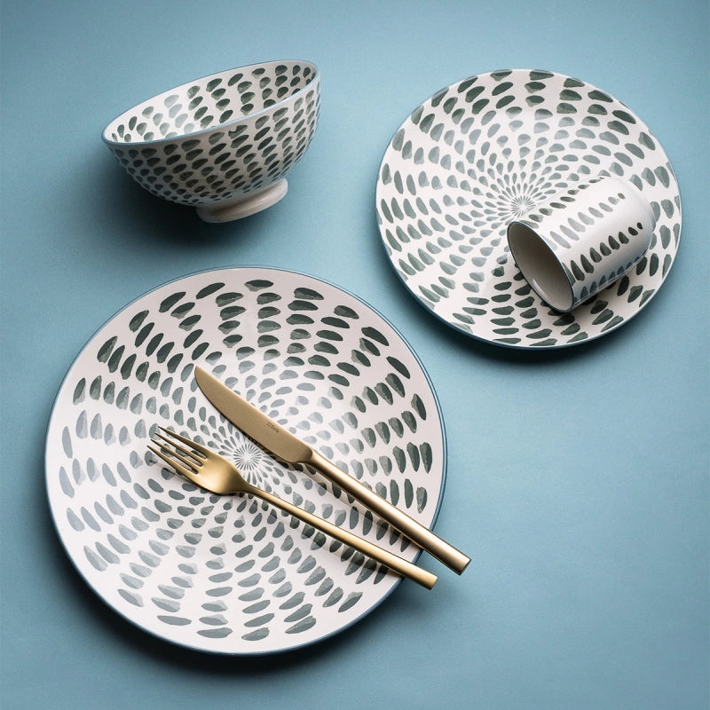 Lunasol Geschirrset – 24-teiliges Set, Ø 25/21,3/15,2/7 cm, Porzellan, spülmaschinenfest, mikrowellengeeignet