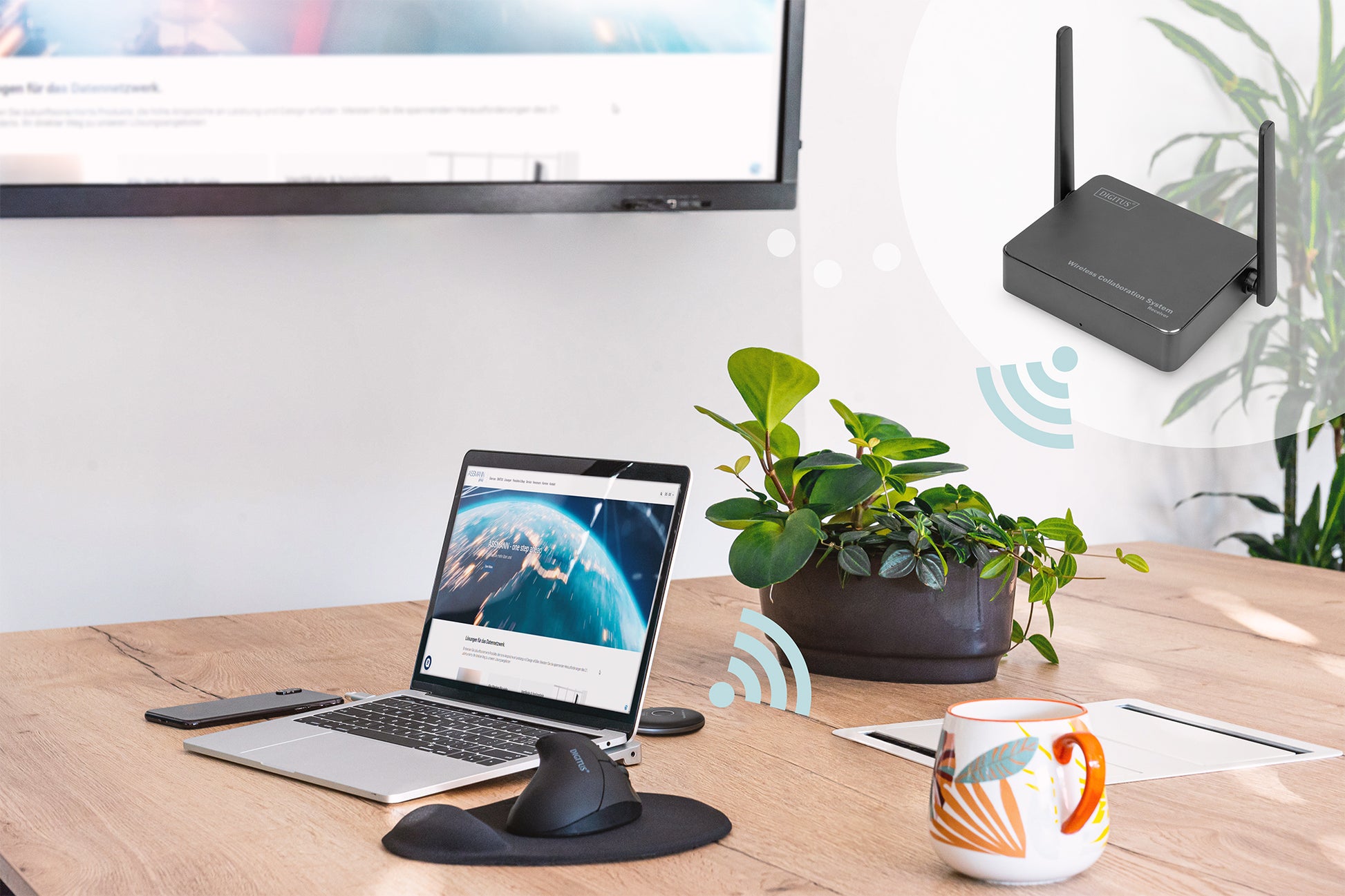 Digitus Sender – 1920×1080, kabellos, HDMI – für Click & Present Pro (DS-55317) – Grau/Schwarz, ABS