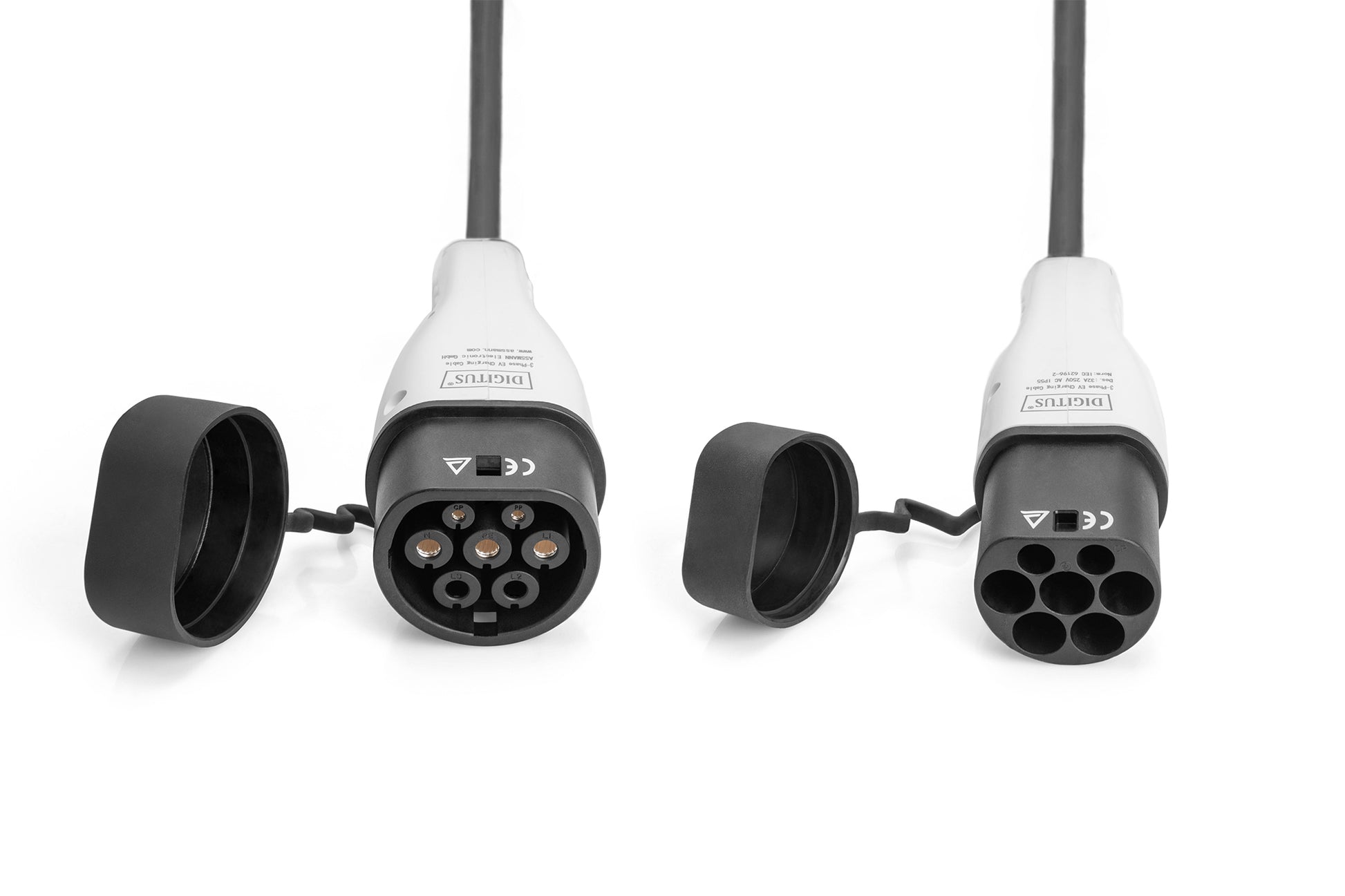 Digitus Typ 2 zu Typ 2 Stromkabel – 5 m, 3-phasig, 16 A, 11 kW, IP55, schwarz