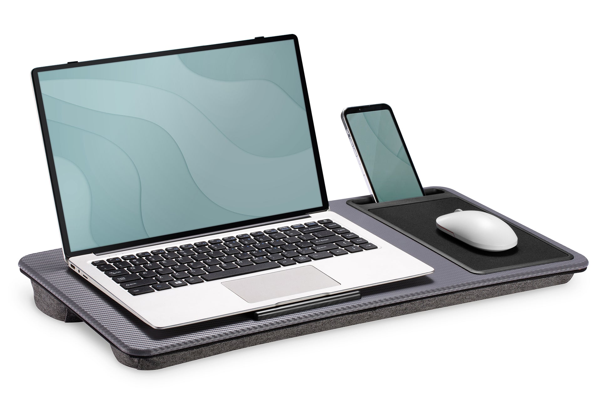 Digitus Laptop-Ständer – bis 17", mit Smartphone-Halterung, mit Mauspad – Grau