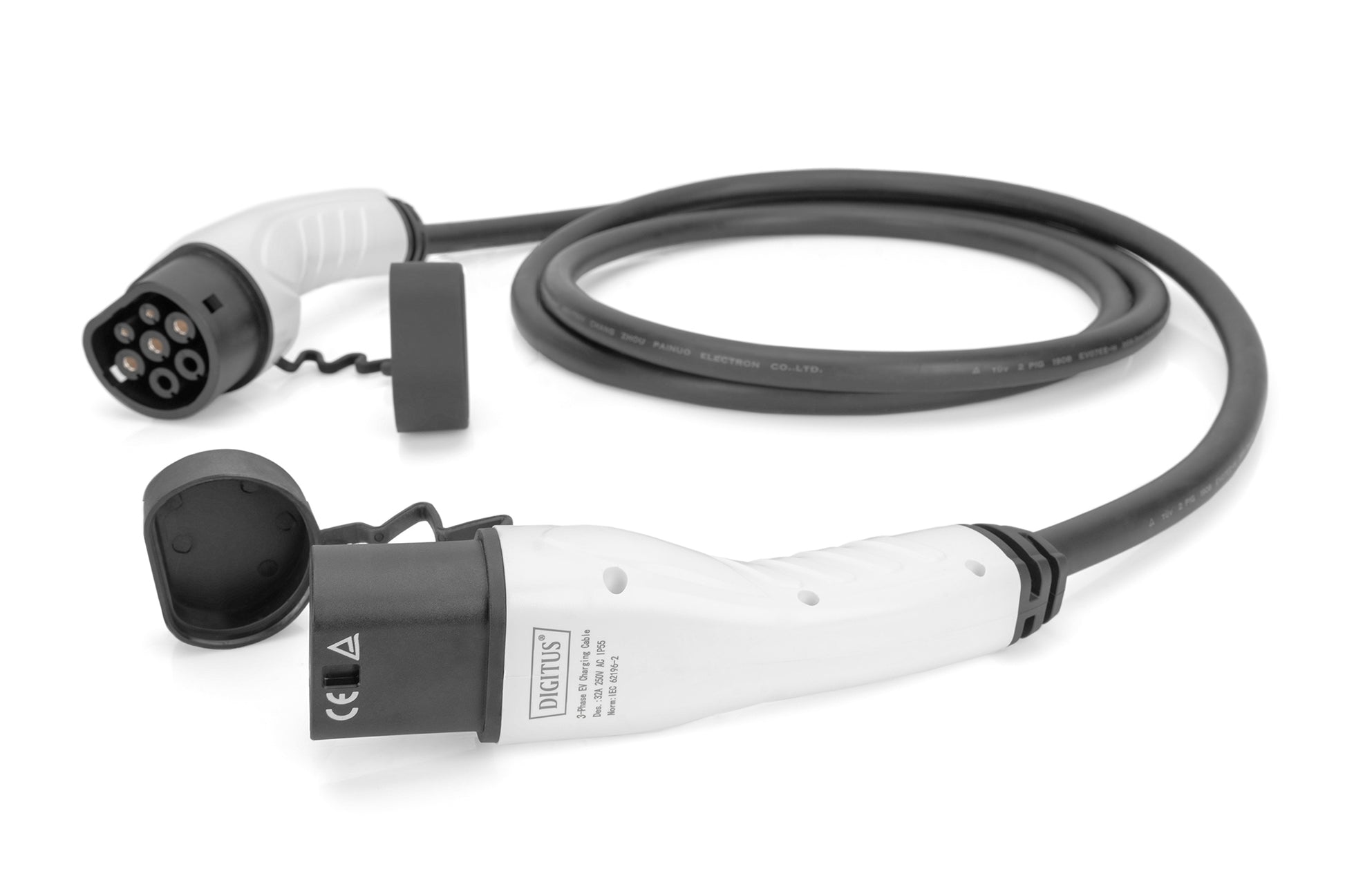 Digitus Typ 2 zu Typ 2 Stromkabel – 5 m, 3-phasig, 16 A, 11 kW, IP55, schwarz