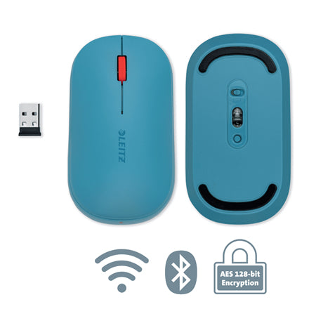 Leitz Cosy – Maus – Kabellos (Bluetooth/2,4 GHz), beidhändig, Blau