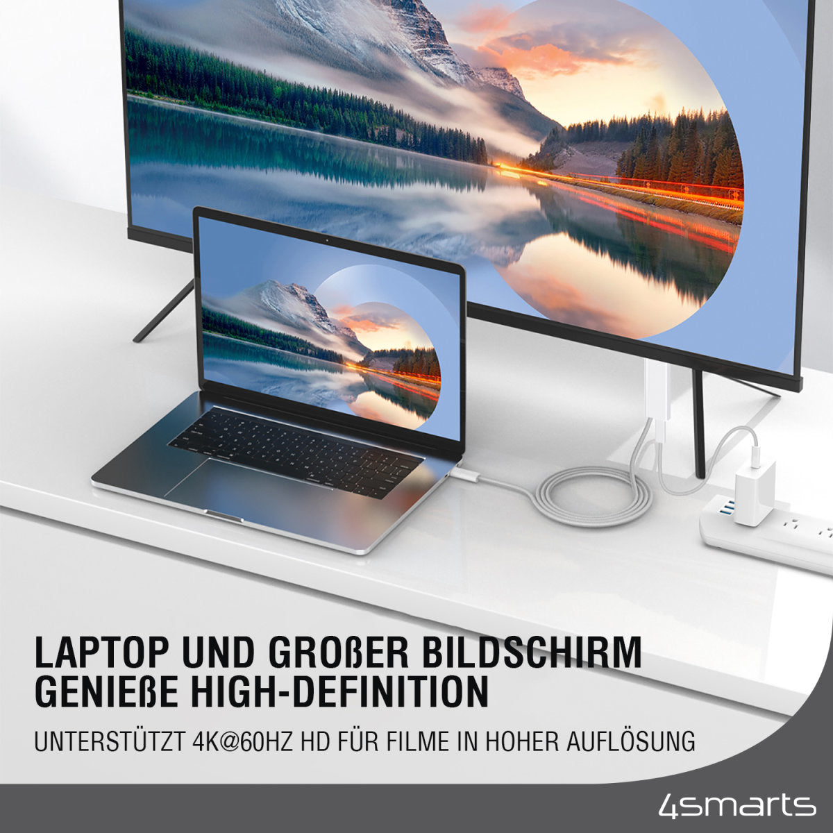 4smarts USB-C auf HDMI Kabel 4K – 2 m – Weiss