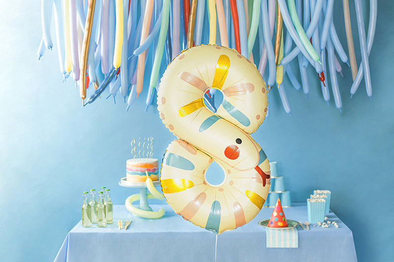 PartyDeco Folienballon – Zahl 8 (Schlange) – 55 × 88 cm – Folie, mehrfarbig