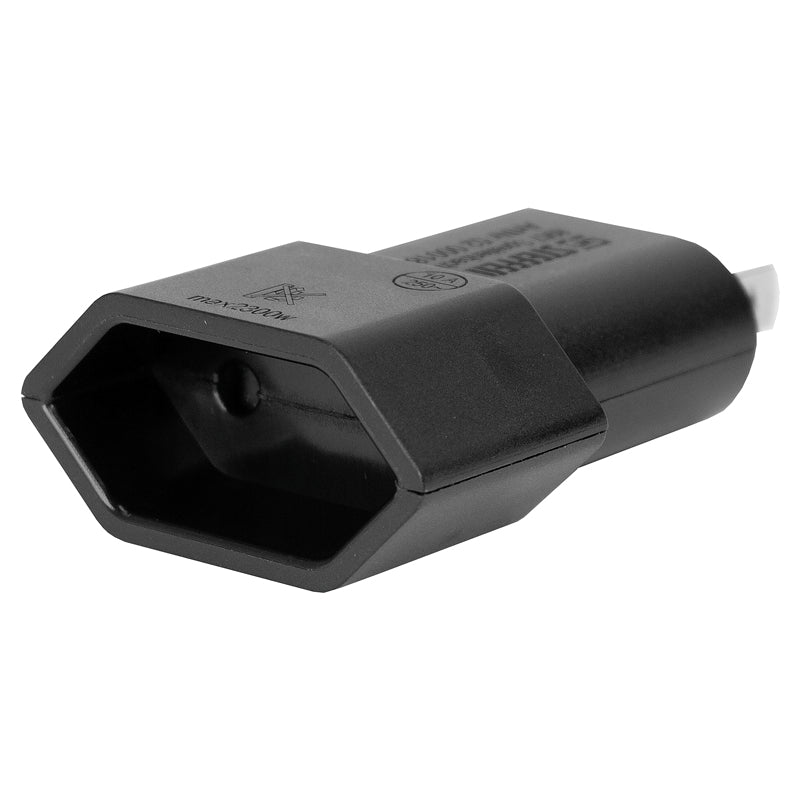 Steffen Reiseadapter Typ A zu Typ C – 2-polig, 10 A, 250 V – Schwarz