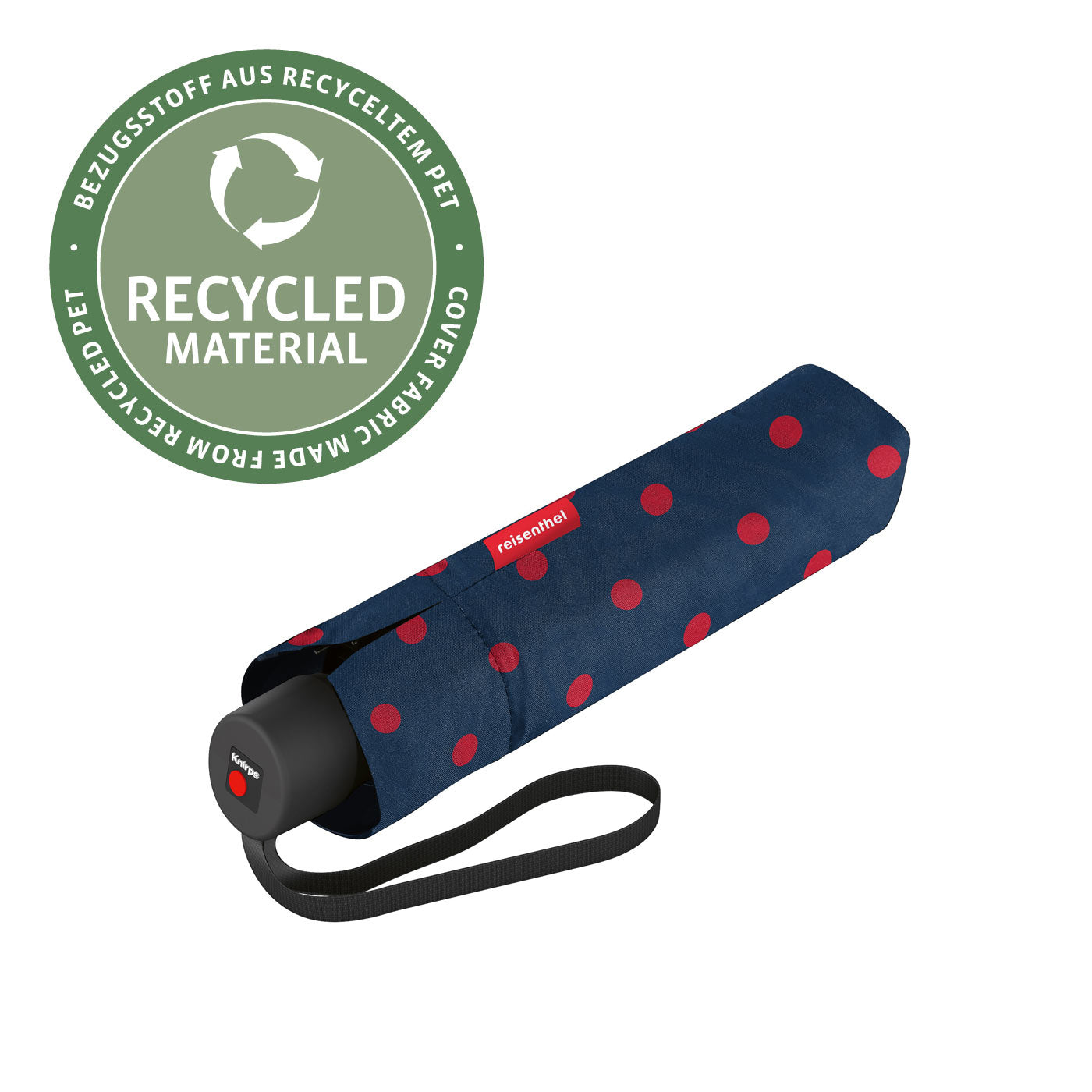 Reisenthel Taschenschirm Pocket Classic – Ø 99 cm, L 24 cm – Gemischte Punkte Rot – Windfest