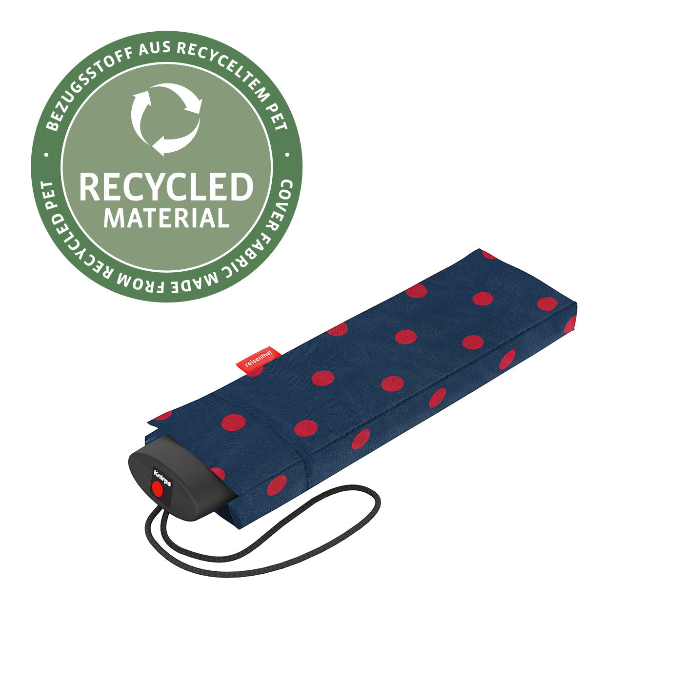 Reisenthel Taschenschirm pocket mini – Ø 97 cm, L 25 cm – Mixed Dots Rot – robust – Polyester – amfori BSCI