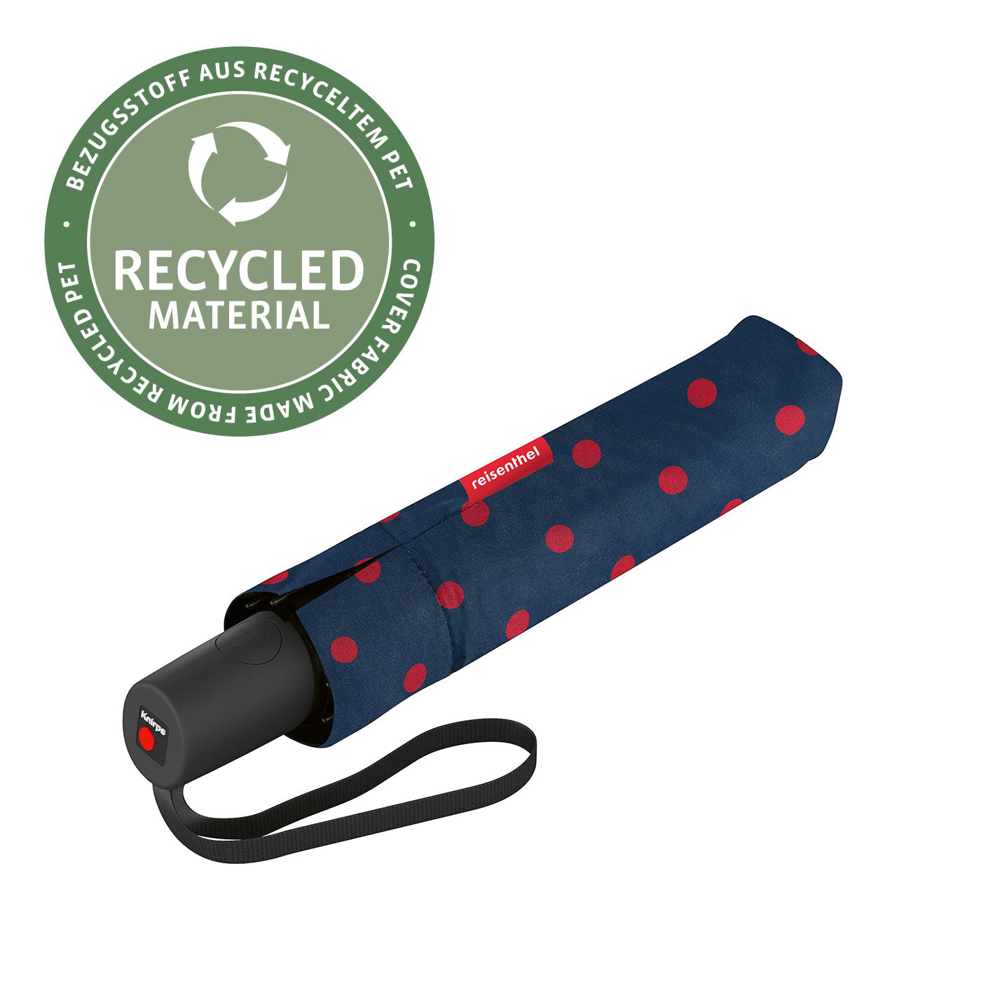 Reisenthel Taschenschirm – Automatik (auf/zu) – Ø 97 cm, L 28 cm – Mixed Dots Rot – Polyester