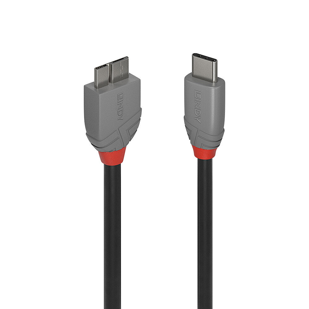 Lindy USB-C auf Micro-USB-B Kabel – USB 3.2 Gen 1 (5 Gbit/s) – 3 m – Nylon/PVC-Mantel – Schwarz