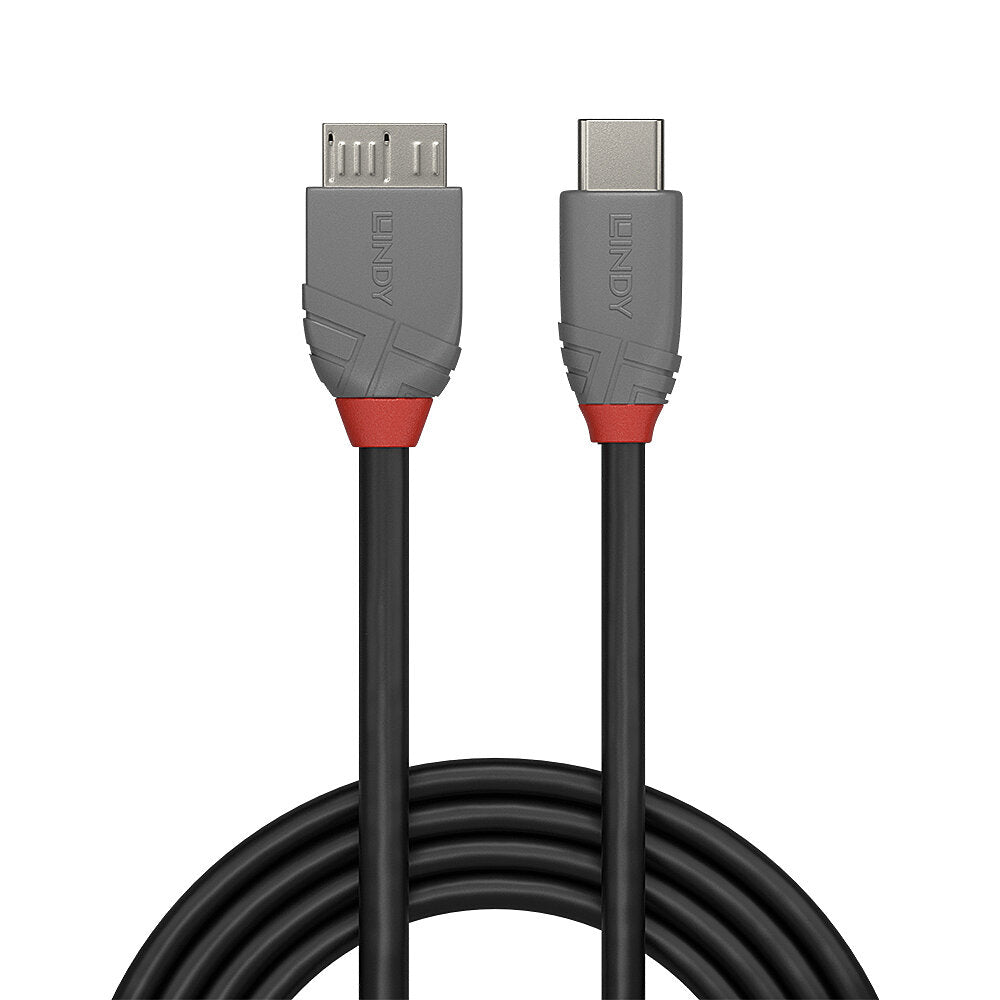 Lindy USB-C auf Micro-USB-B Kabel – USB 3.2 Gen 1 (5 Gbit/s) – 3 m – Nylon/PVC-Mantel – Schwarz