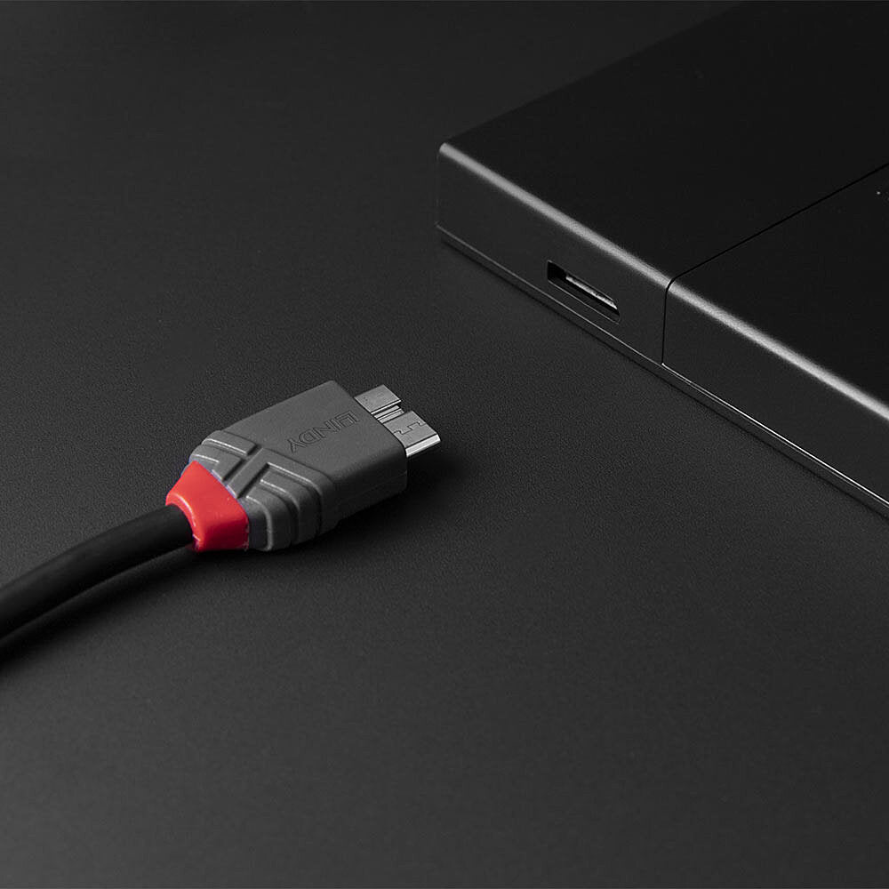 Lindy USB-C auf Micro-USB-B Kabel – USB 3.2 Gen 1 (5 Gbit/s) – 3 m – Nylon/PVC-Mantel – Schwarz