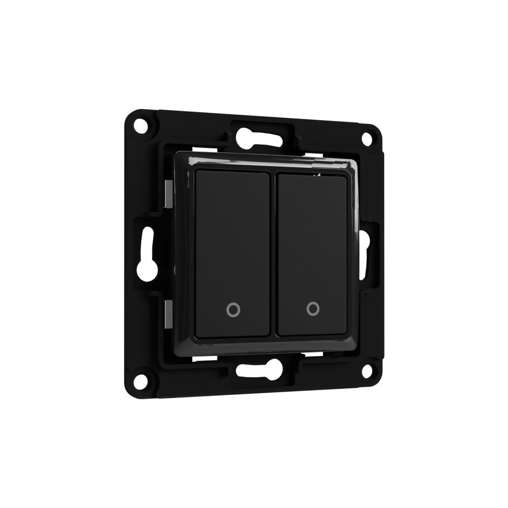 Shelly Wandschalter 2 – Smart-Taster – 2 Tasten – für Shelly 2,5, Shelly 1L, Shelly Dimmer 2 und andere – Schwarz