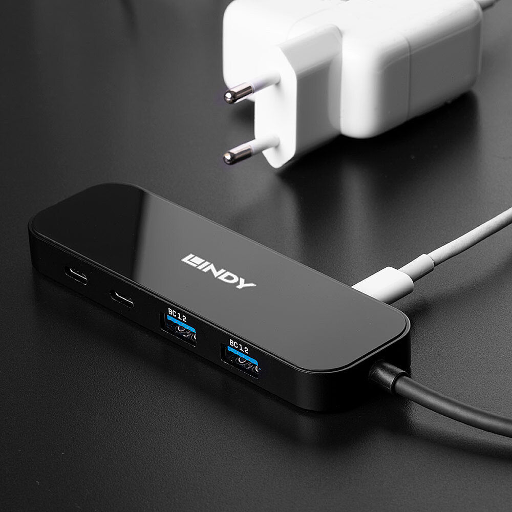 Lindy 43334 USB-Hub – USB-C, 2× USB-A, 100 W PD
