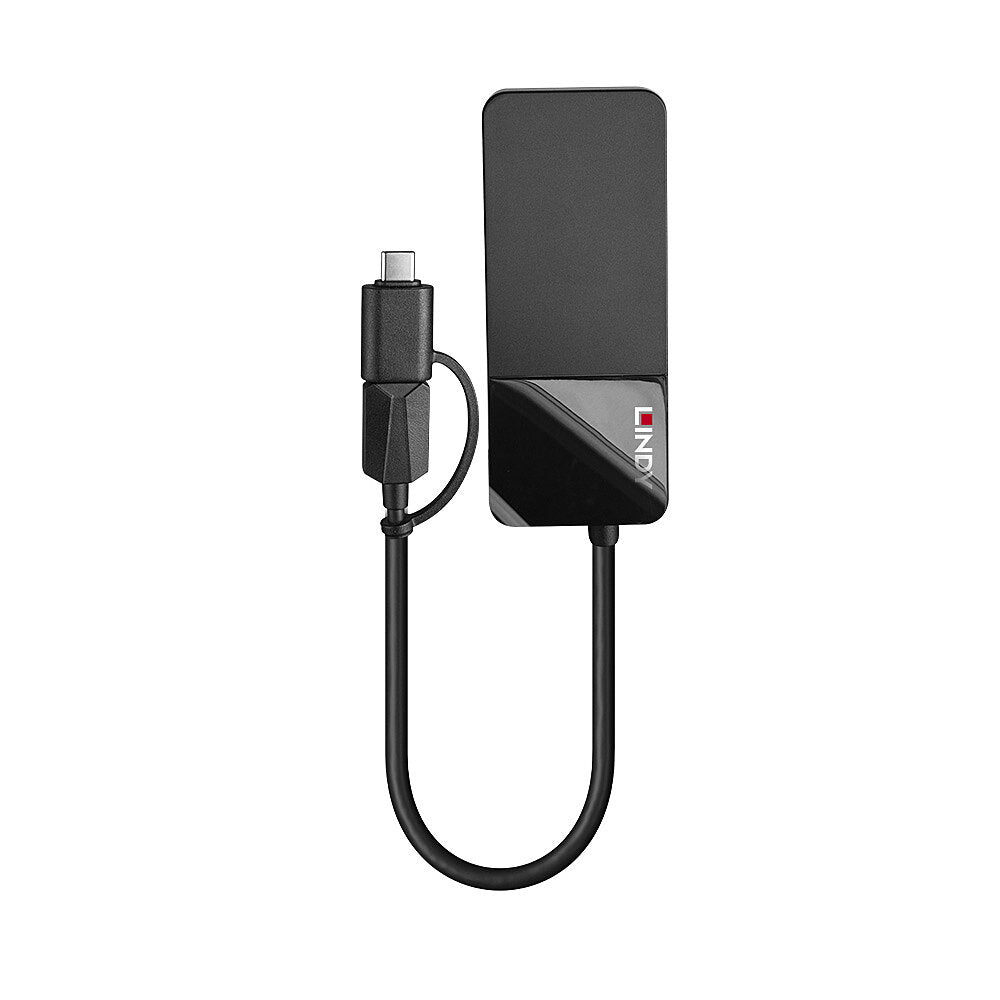 Lindy 43354 Adapter USB-C/USB-A zu HDMI und VGA – USB 3.2 Gen 1 (5 Gbit/s), HDMI 1.4, 60 Hz – Schwarz