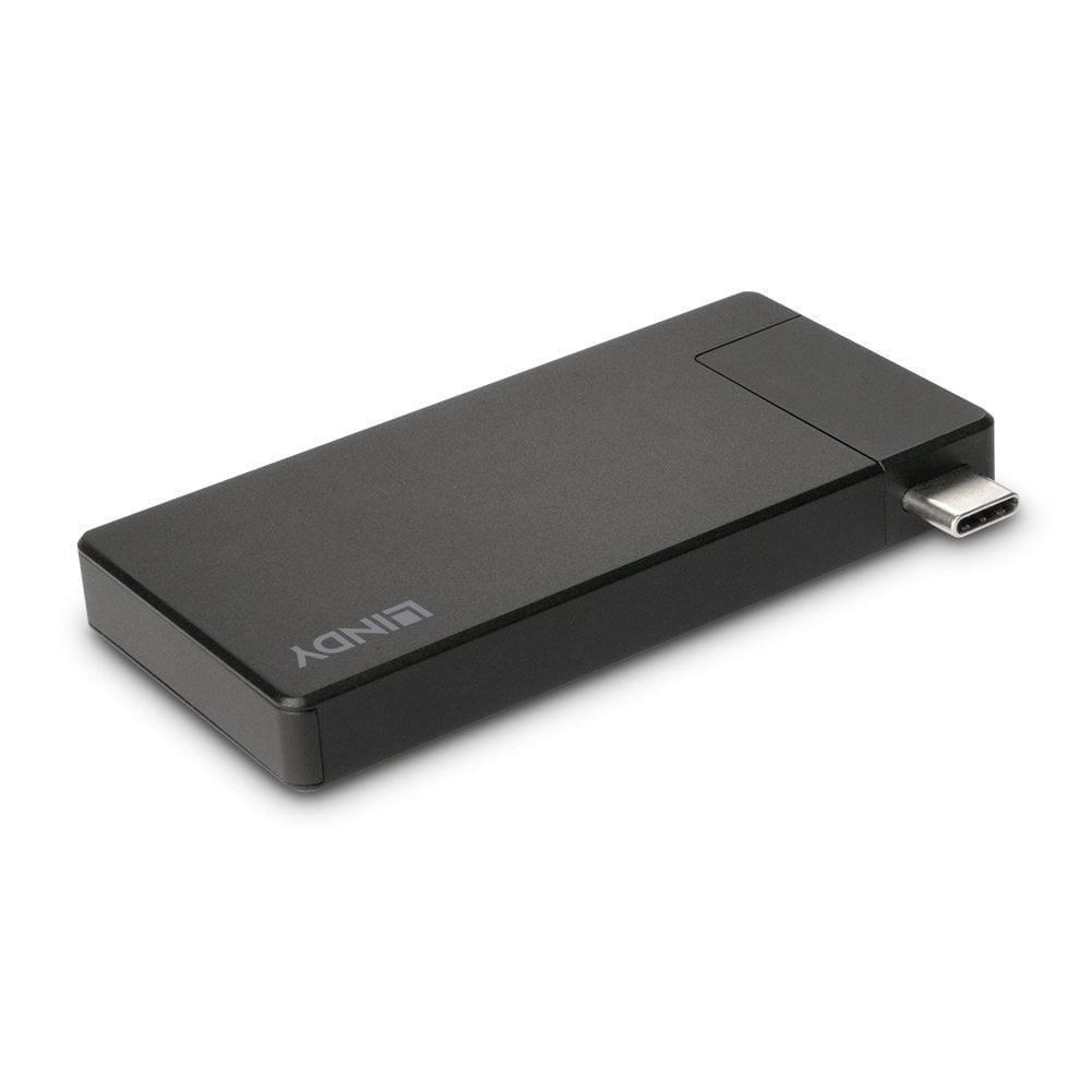 Lindy 43336 USB-C zu HDMI Adapter – 4K (3840 × 2160) @ 60 Hz, USB 3.2 Gen 1 (5 Gbit/s), PD 60 W – Schwarz