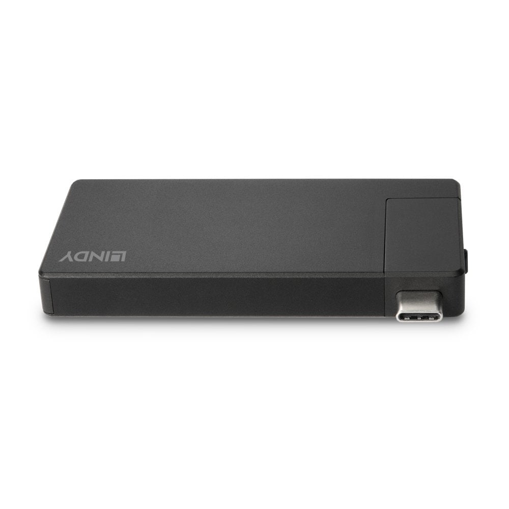 Lindy 43336 USB-C zu HDMI Adapter – 4K (3840 × 2160) @ 60 Hz, USB 3.2 Gen 1 (5 Gbit/s), PD 60 W – Schwarz