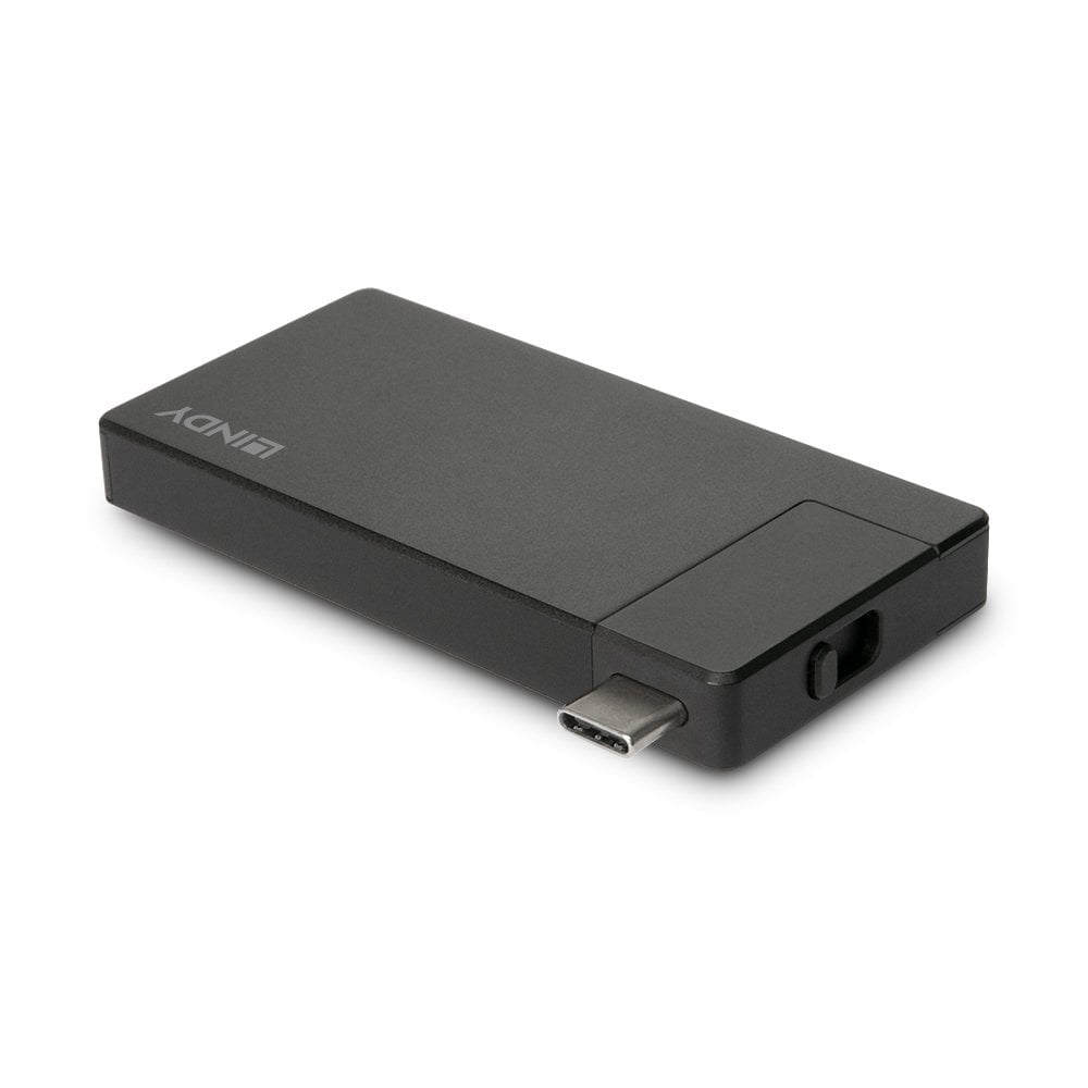 Lindy 43336 USB-C zu HDMI Adapter – 4K (3840 × 2160) @ 60 Hz, USB 3.2 Gen 1 (5 Gbit/s), PD 60 W – Schwarz