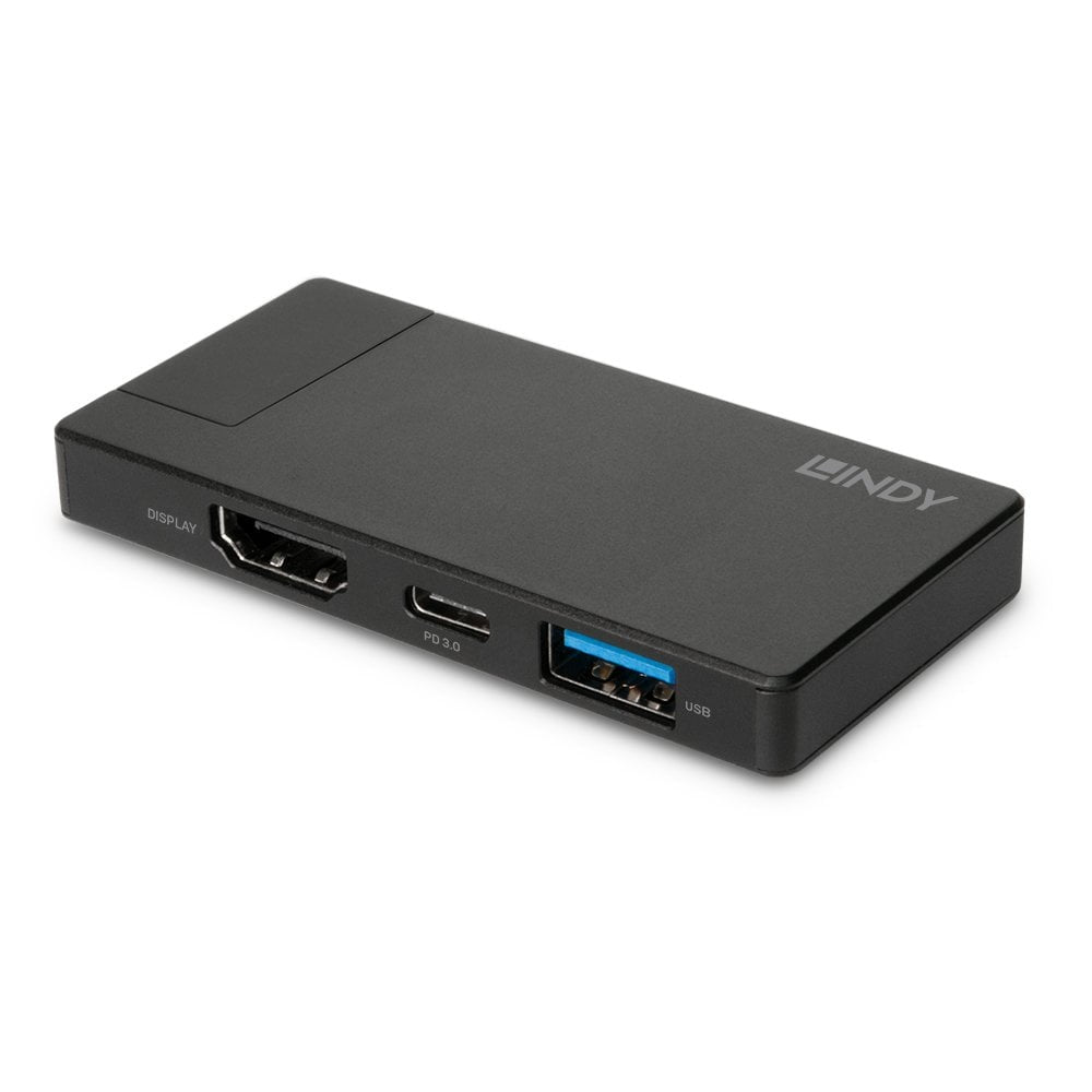 Lindy 43336 USB-C zu HDMI Adapter – 4K (3840 × 2160) @ 60 Hz, USB 3.2 Gen 1 (5 Gbit/s), PD 60 W – Schwarz