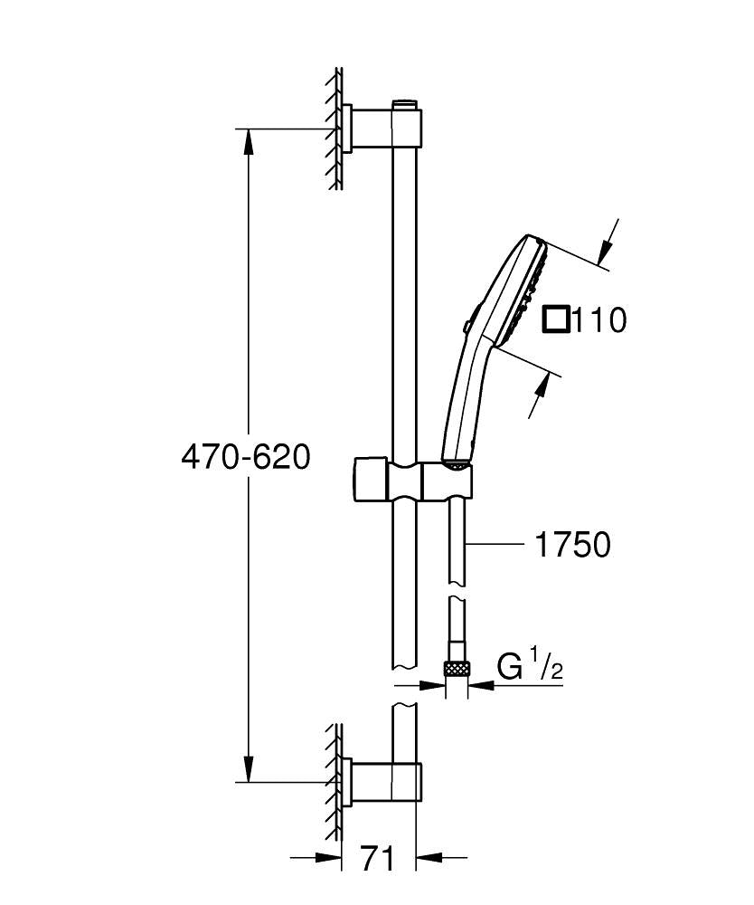 GROHE Duschsystem Vitalio Comfort 110 – 175 cm, Metall, Chrom