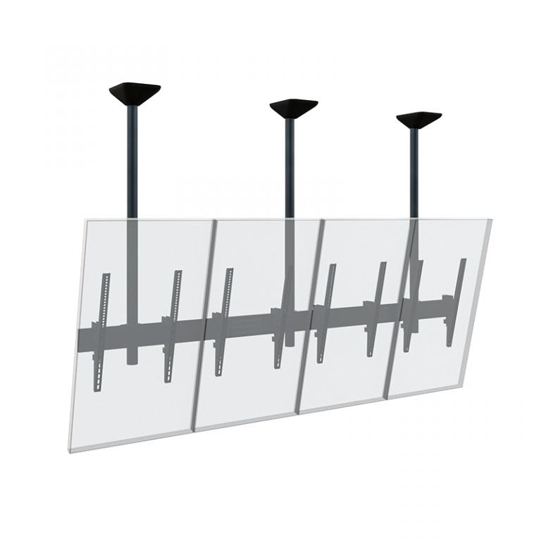 Hagor Deckenhalterung – 46–65" – VESA 200×100–400×600 – bis 160 kg, für 4 Displays, neigbar – Schwarz