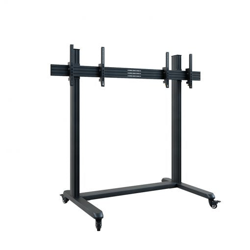 Hagor TV-Wagen – 55–65" – VESA 75×75–800×400 – bis 80 kg, Höhenverstellbar, mit Rollen, für 2 Displays
