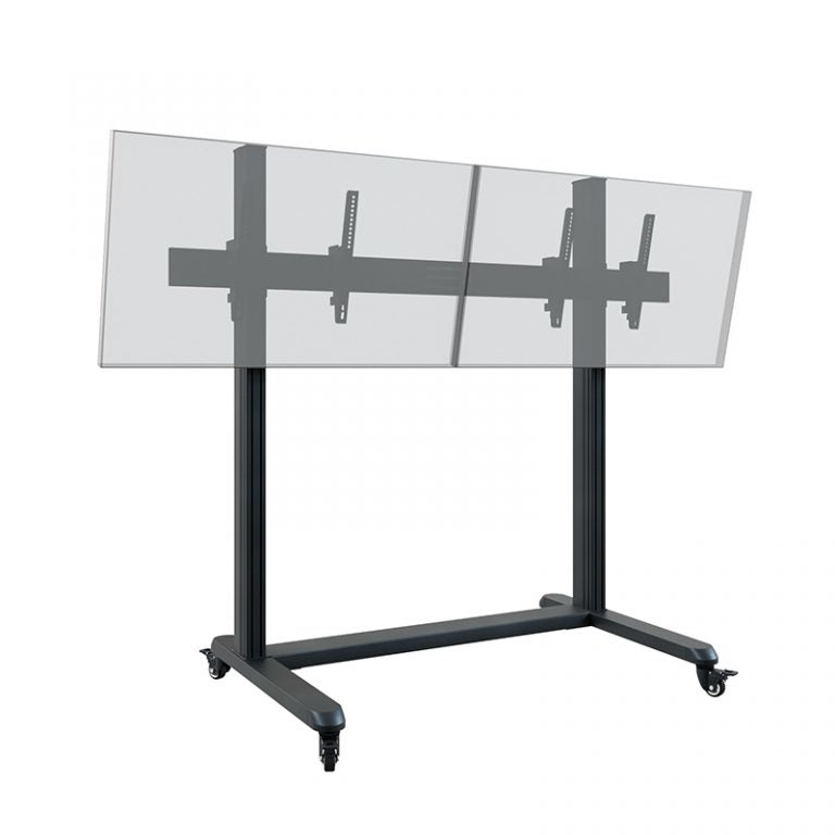 Hagor TV-Wagen – 55–65" – VESA 75×75–800×400 – bis 80 kg, Höhenverstellbar, mit Rollen, für 2 Displays