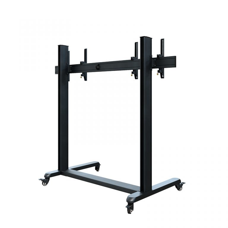 Hagor TV-Wagen – 55–65" – VESA 75×75–800×400 – bis 80 kg, Höhenverstellbar, mit Rollen, für 2 Displays