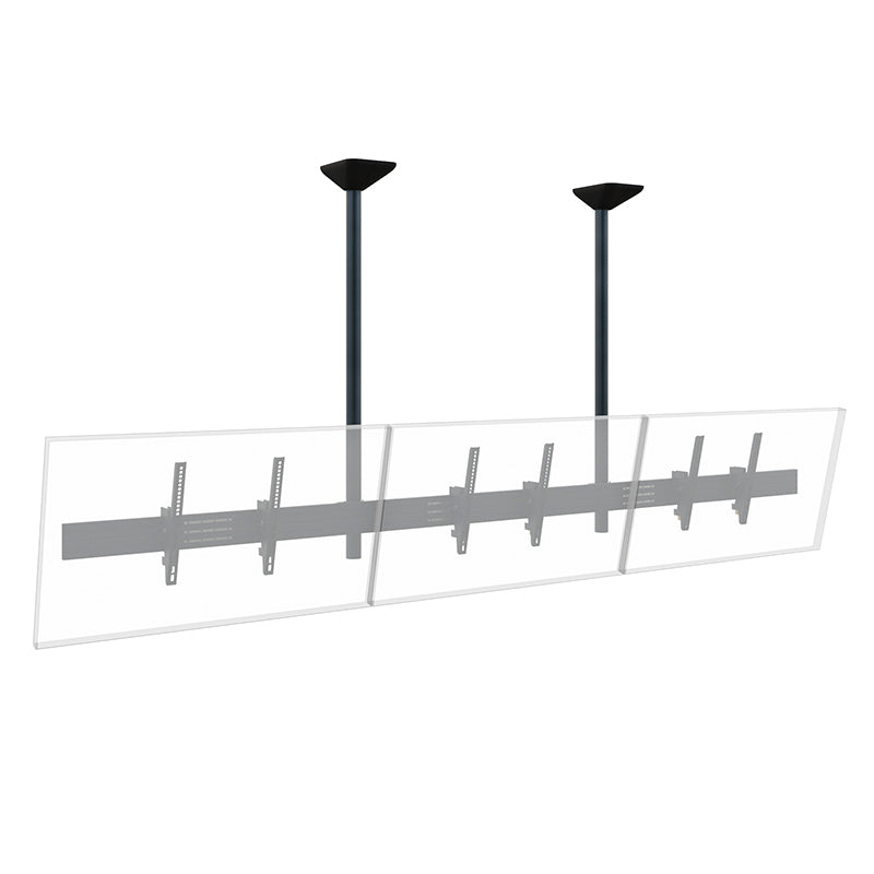 Hagor Deckenhalterung – 46–65" – VESA 200×200–600×400 – bis 120 kg, Neigbar, für 3 Displays – Schwarz