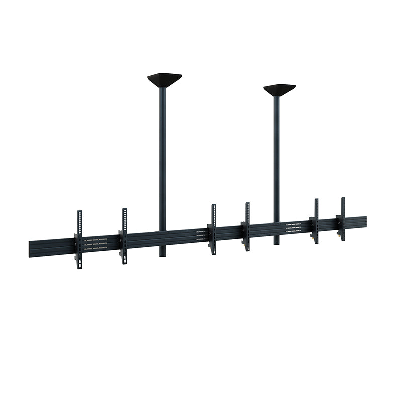 Hagor Deckenhalterung – 46–65" – VESA 200×200–600×400 – bis 120 kg, Neigbar, für 3 Displays – Schwarz