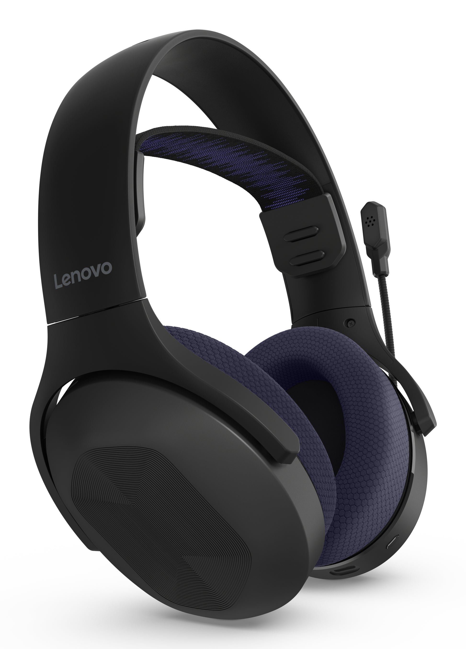 Lenovo Legion H410 Gaming-Headset – Over-Ear, Stereo, BT, mit USB-A-Dongle, Schwarz/Violett, BT 5.2