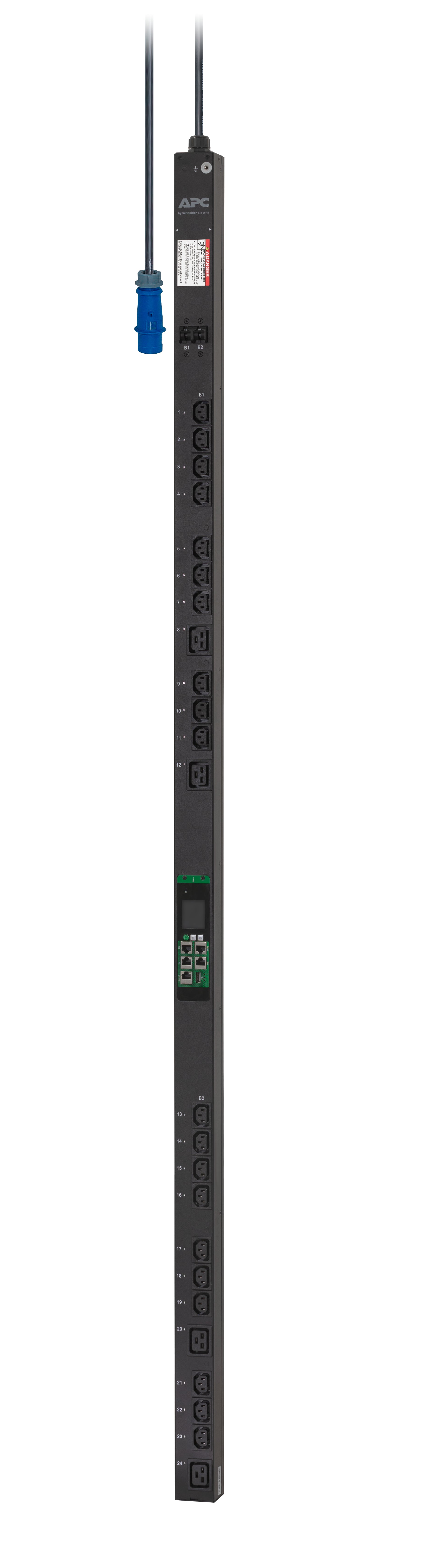 APC Rack-PDU Metered-by-Outlet, Geschaltet, Einphasig, 24× IEC (C13/C19), IEC 60309 Stecker, 0U Vertikal