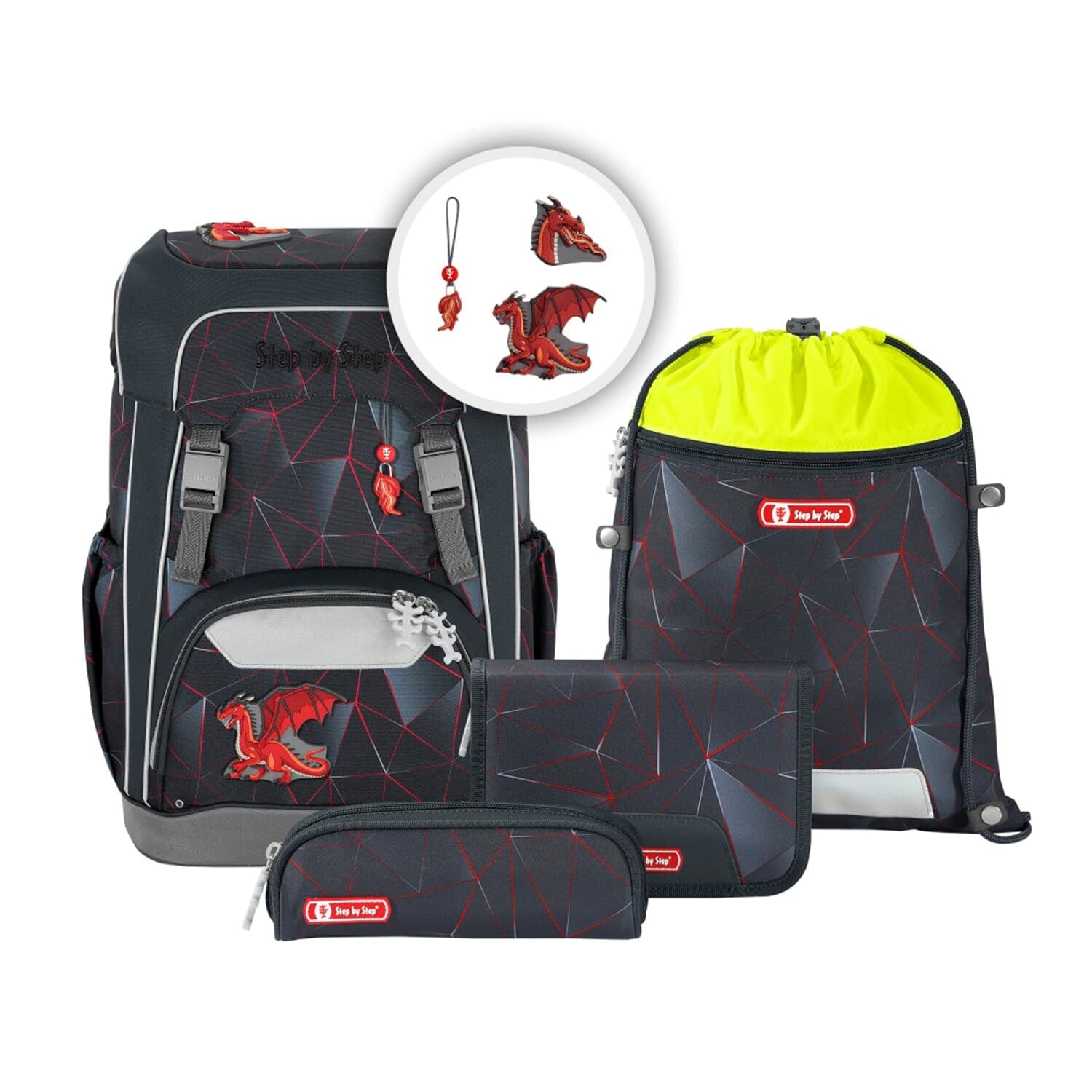 Step by Step Schulrucksack-Set Giant – 5-teilig – Dragon Drako – B 28,0 cm×H 44,0 cm×T 21,0 cm