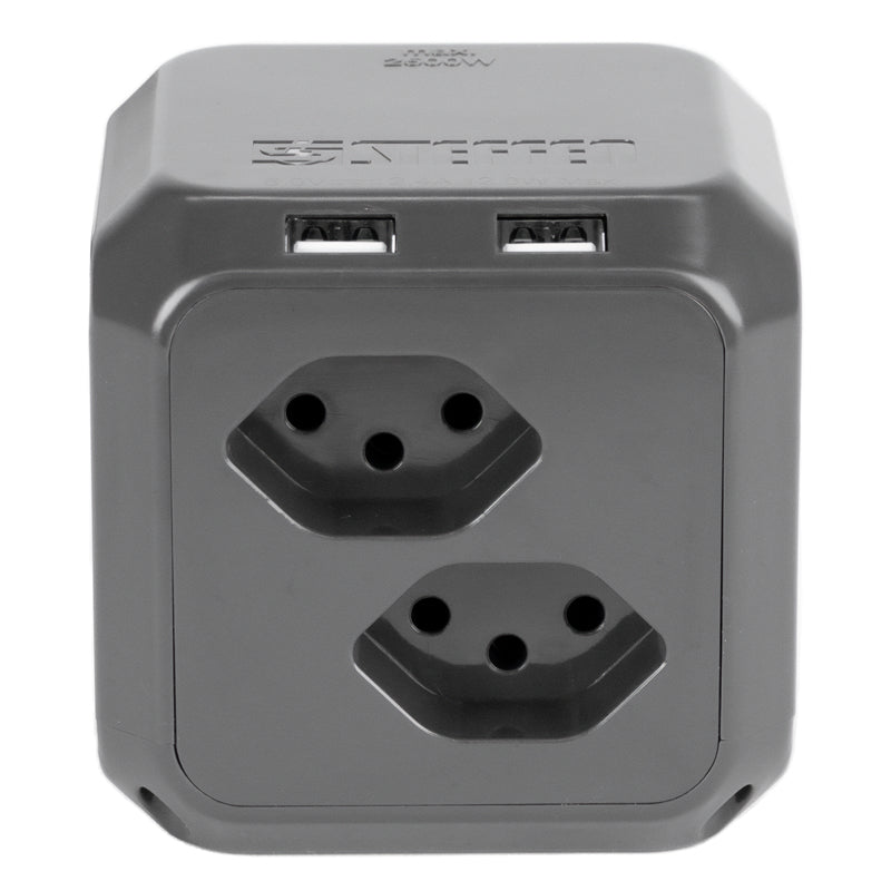 Steffen Steckdosenleiste Cube – 1,50 m, Kunststoff, Anthrazit, 2× USB-A 12 W, mit Überspannungsschutz
