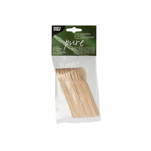 Papstar Holz-Kaffeelöffel, braun, 11 cm – 25 Stk.