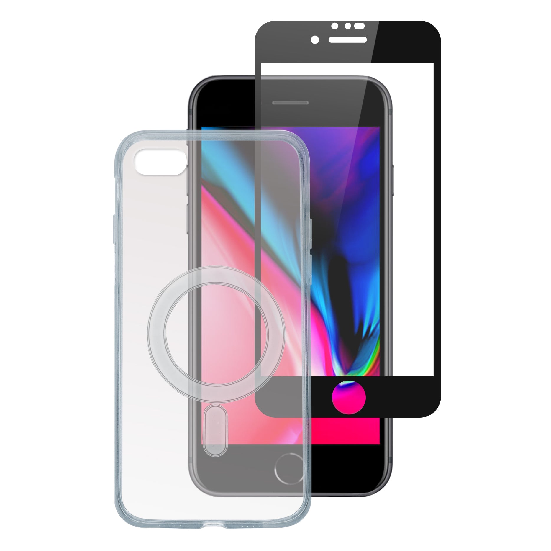 4smarts 360° Starter Set X-Pro Clear UltiMa – Backcover – für Apple iPhone 7/8/SE (2. / 3. Gen.), Displayschutz