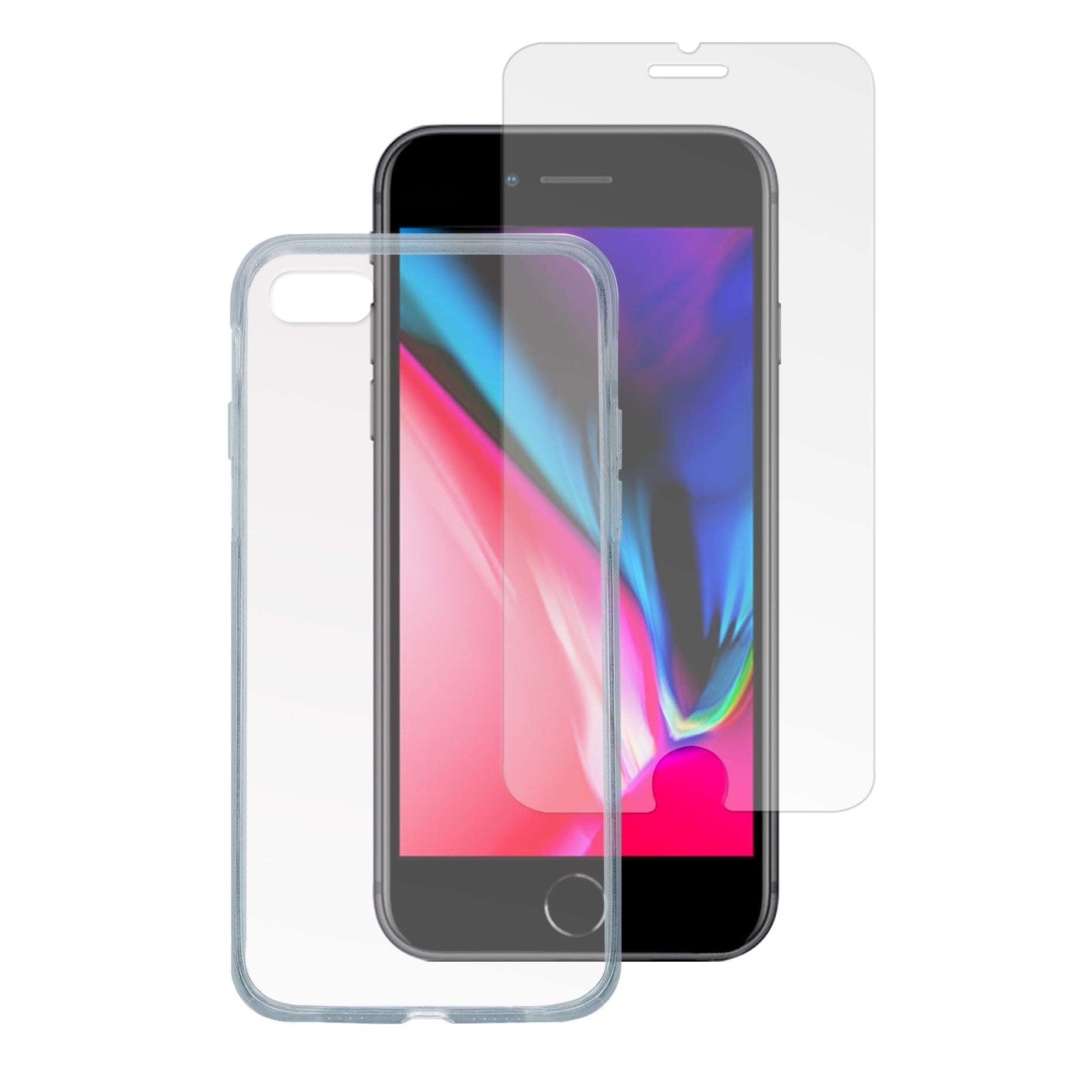 4smarts Backcover – für Apple iPhone 7/8/SE (2. / 3. Gen.), Glas+TPU, Transparent